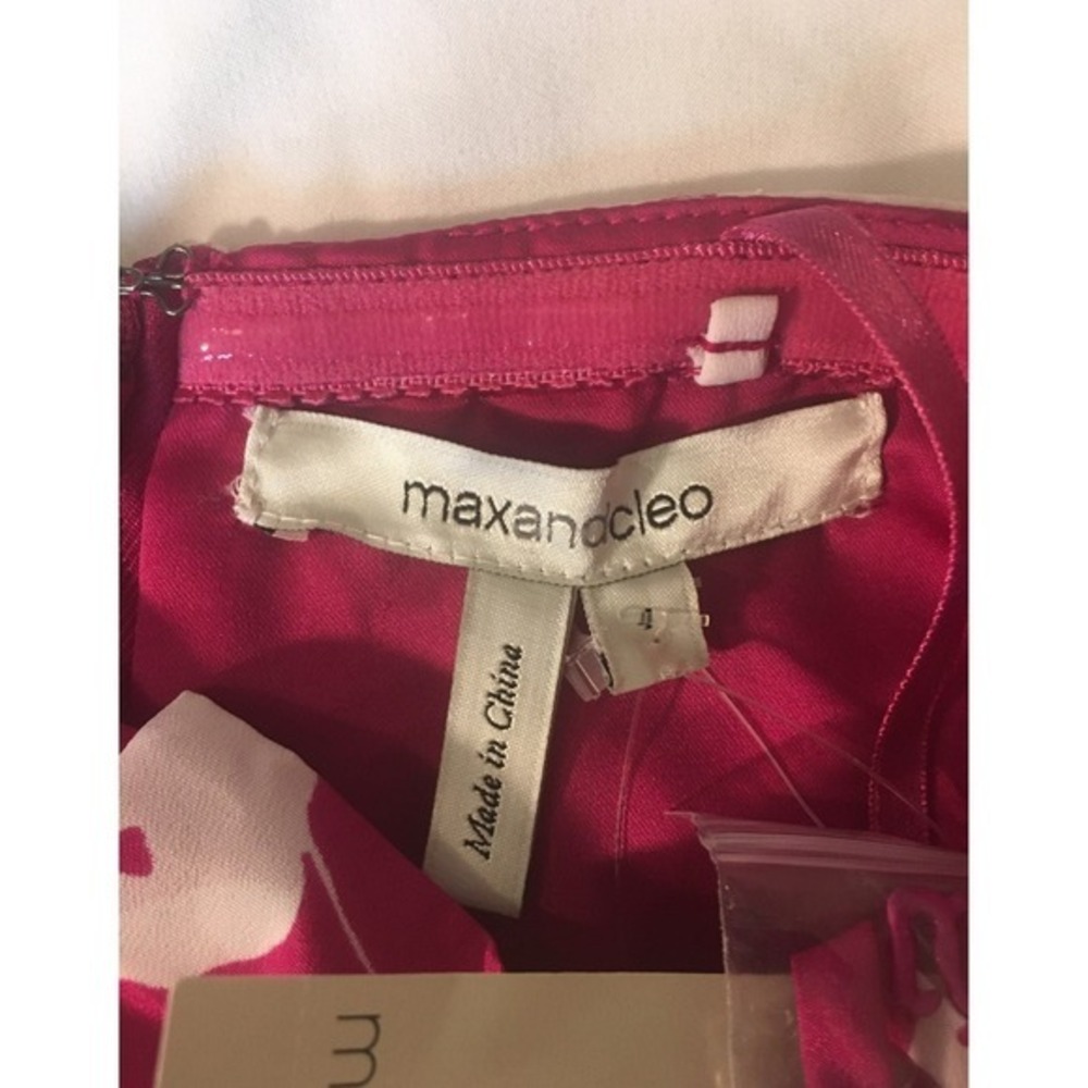 Max and Cleo Floral Cocktail Dress Womens 4 Pink New Pleated Draped Mini - Picture 5 of 12